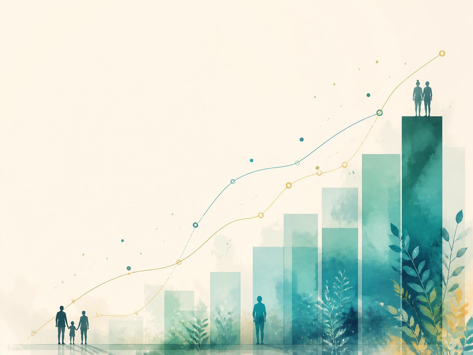Illustration of a charity's impact growing over time